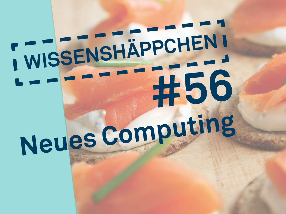 neues-computing-wissenshaeppchen Wissenshäppchen Nr. 56, Neues Computing, kleine, runde Scheiben Vollkornbrot mit Frischkäse und Lach, garniert mit Schnittlauch